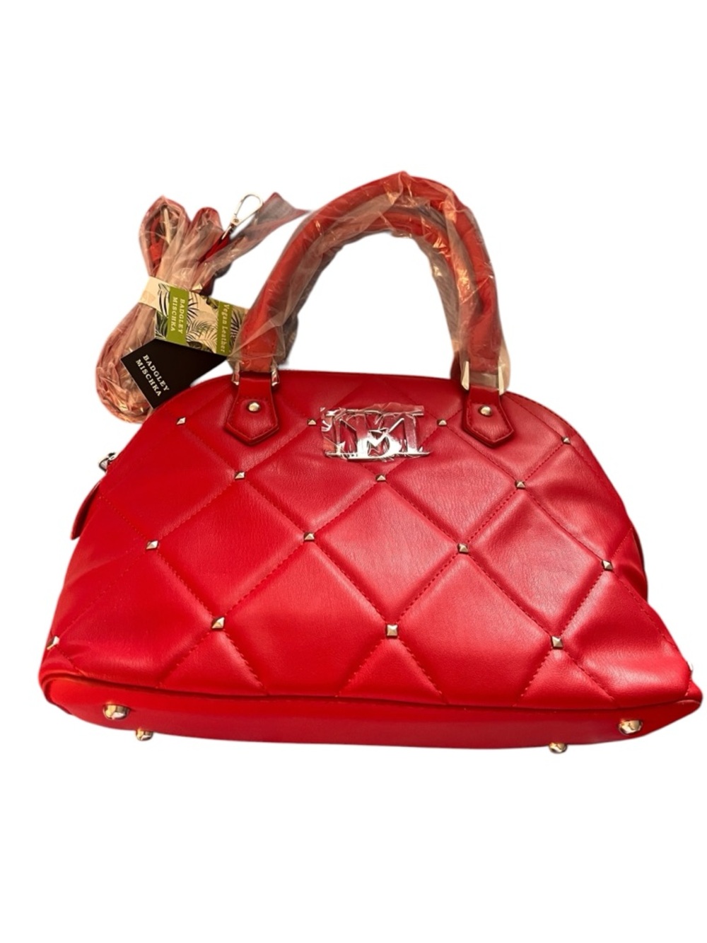 Badgley Mischka NWT gorgeous red and silver dome shoulder or cross body bag